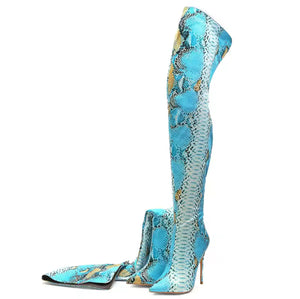 Slytherin Snake Skin Knee-High Boots