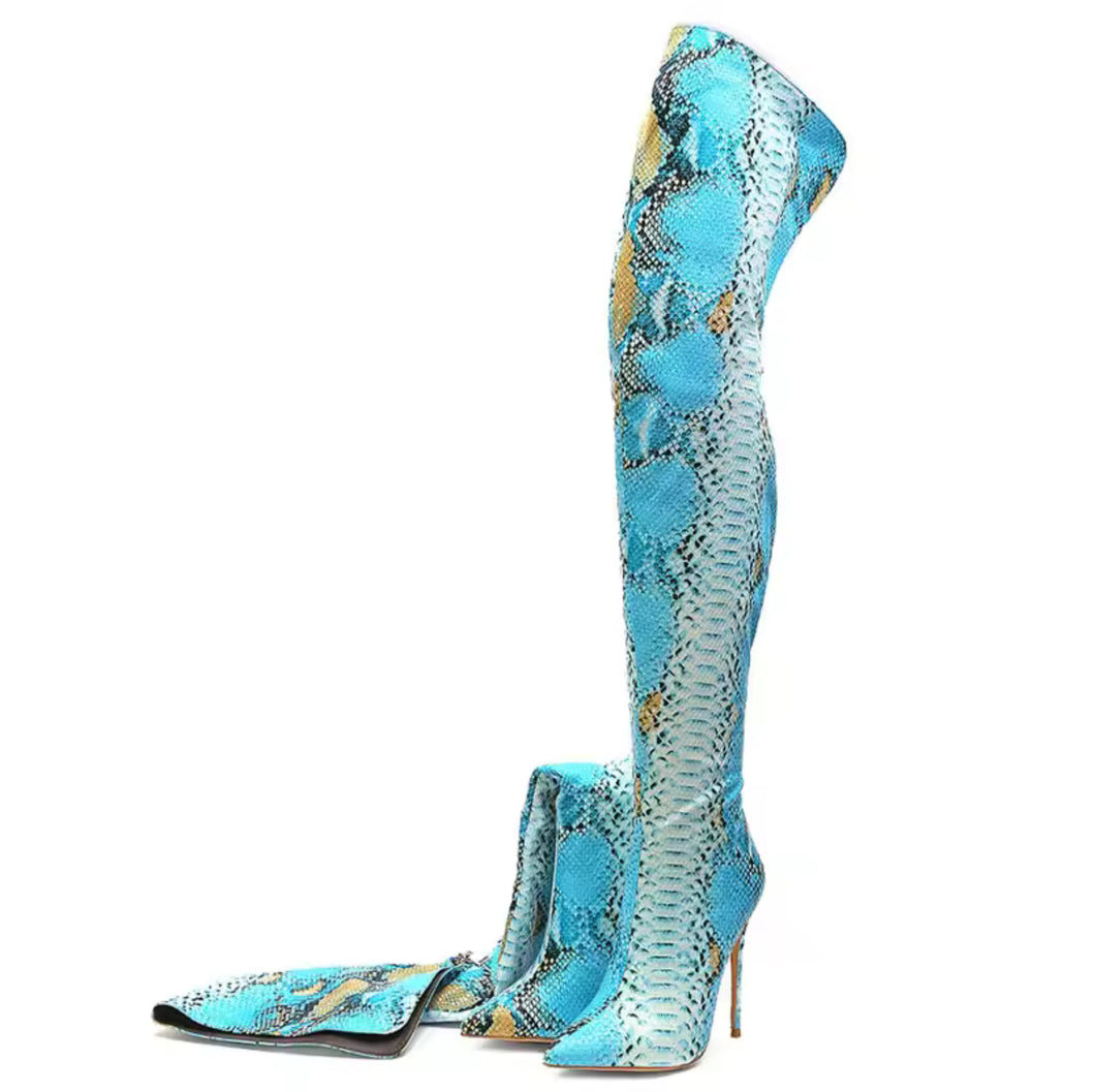 Slytherin Snake Skin Knee-High Boots