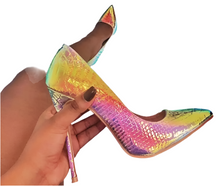 Sneaky - multi color snake print high heel shoes