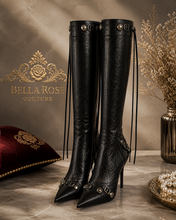 Obsidienne Rivetée Knee High Stiletto Boots