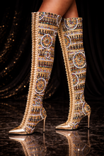 Opulence Royale Embellished Thigh-High Boots