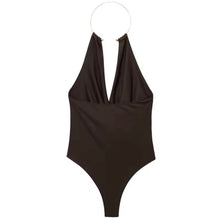 Noémie Bodysuit + Geneviève Silk Halter in black