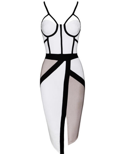 Blocks-Bodycon Bandage Spaghetti dress