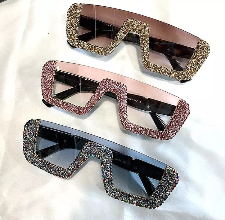 Top off - square women half bling out sunglasses