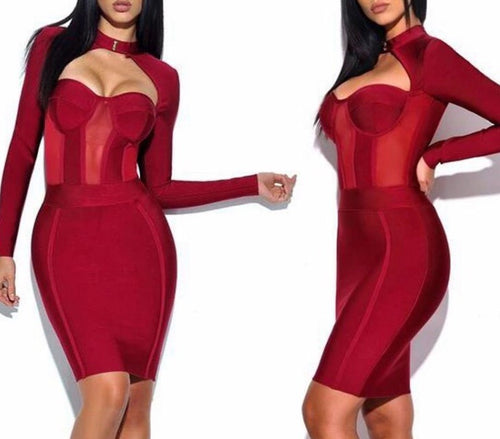 Bossy - long sleeve Bandage bodycon dress