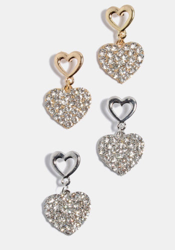 2 Hearts-Double heart stud earrings