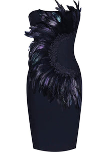Unique- sexy feather bodycon bandage dress