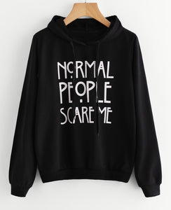 Normal people scare me - black hoodie