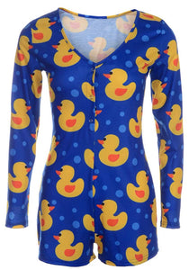 Rubber ducky - long sleeve short rompers pajama