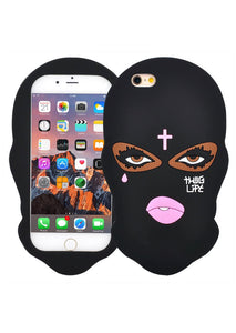 Thug Life - Goon Thug Life Big Eyes Woman Face 3D Cute Cartoon Masked Tear drop iPhone case