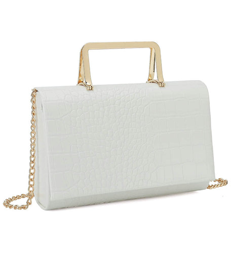 Charming - white crocodile print bag