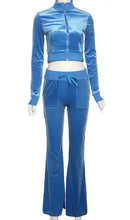 Valerie -  blue velour sweatsuit