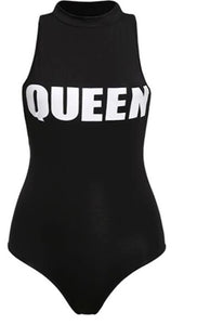 Queen- mock Neck racerback bodysuit