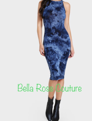 Tie dye blast - racer neck backless tie dye dress