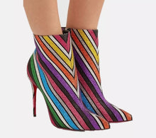Rainbow stripes - ankle heel boots