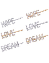 Love,Hope,Dream bling hair clip pins