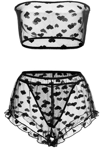 Double Heart - mesh short Lingerie set