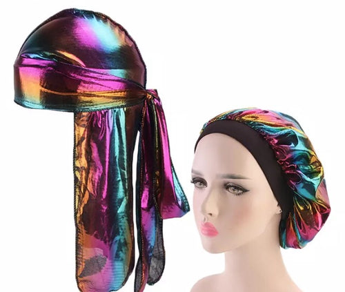 Black Glaze- couple durag & bonnet set