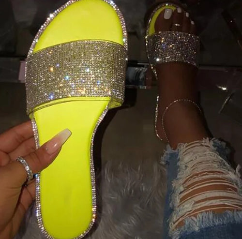 Highlight- bling out rhinestone flat summer sandals