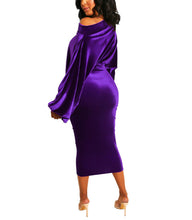 A classic - purple off shoulder velvet dress