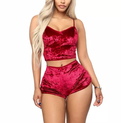 Carla- 2 piece velvet short set