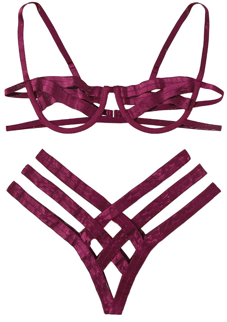 The Cross Up - burgundy lingerie set