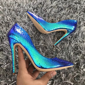 Sneaky - multi color snake print high heel shoes