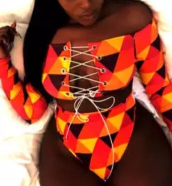 Triangle fun - long sleeve 2 piece swimsuit