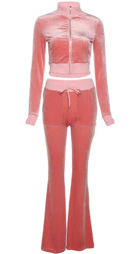 Valerie - pink velour sweatsuit