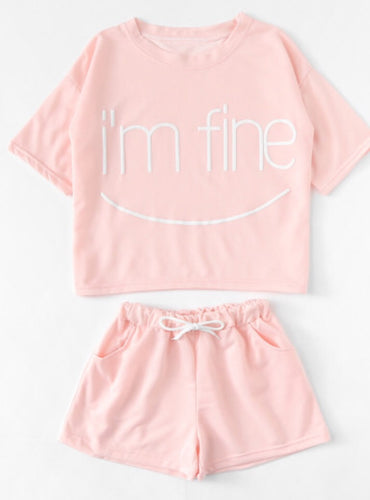 I’m fine - matching 2 piece short set