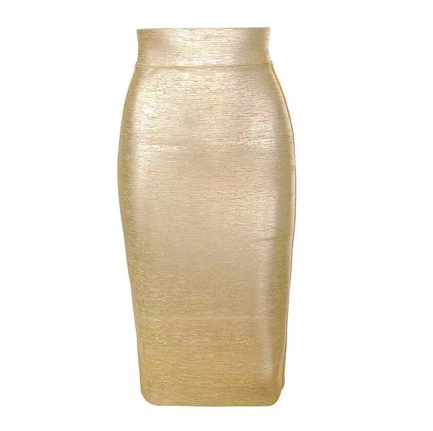 Sculpture - gold bodycon bandage skirt