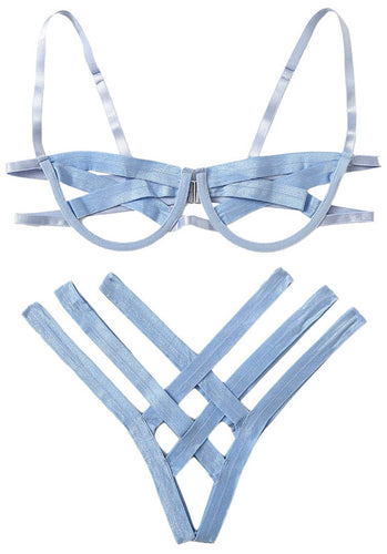 The Cross Up - sky blue sexy lingerie set