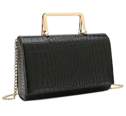 Charming - black crocodile print handbags