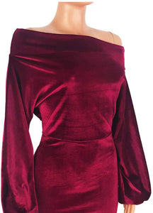 A classic - in wine velvet long sleeve dress