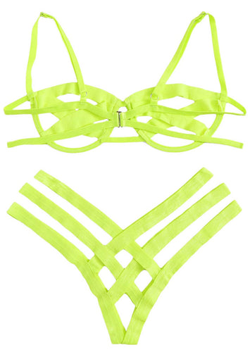 The cross up - lime green lingerie set