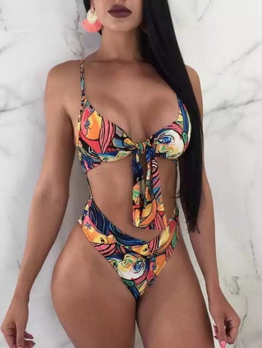 Great- 1 piece multi color Monokini swimsuit