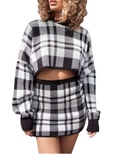Tiffani - plaid sweater matching 2 piece set