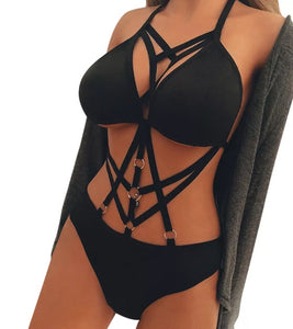 WYA - cross straps bodysuit women lingerie