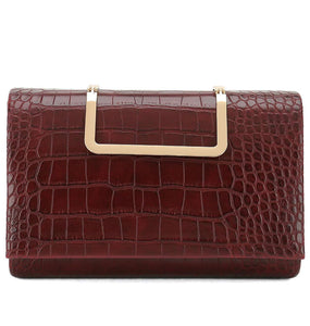 Charming- burgundy crocodile print handbag
