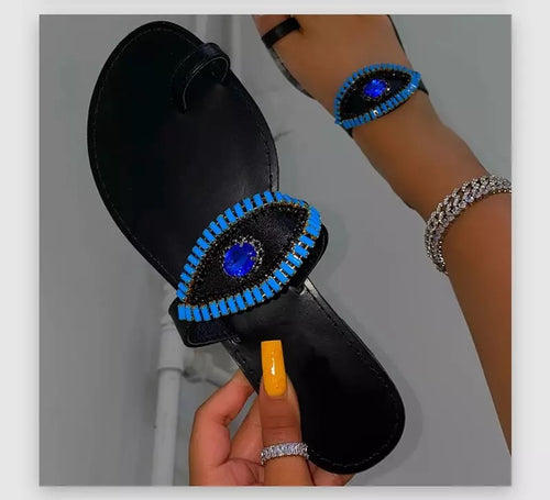 Evil eye sandal - black
