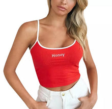 Honey - cute red crop top that crosses in the back