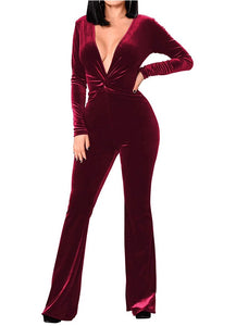 Phase - sexy burgundy velvet wide Leg jumpsuit