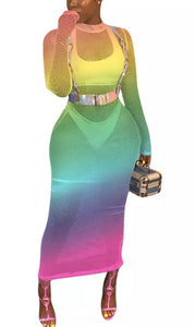 Cierra - fishnet long sleeve maxi dress