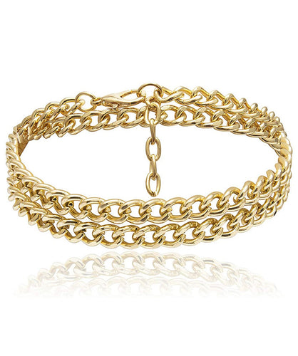 Double-Gold Plated Cuban Link Chain Ankle Bracelet