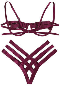 The Cross Up - burgundy lingerie set