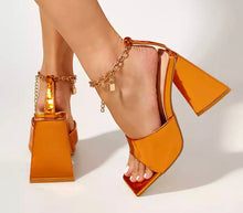 Tuesday - orange chunky heel