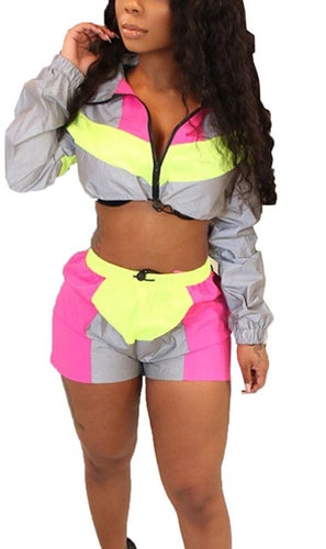 Wendy -reflective wind breaker matching two piece set