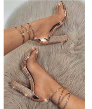 Welcome - rhinestones wraparound high heels