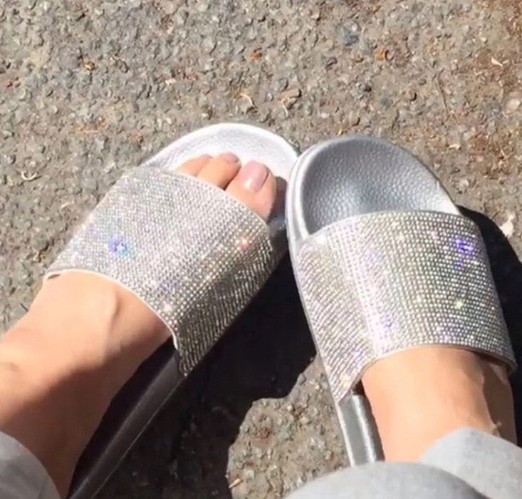 Summer - bling out Rhinestone slide sandals
