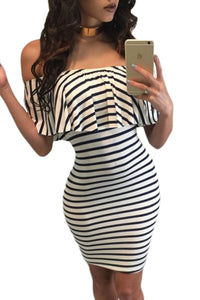 Lil Sumthin - white & black striped dress